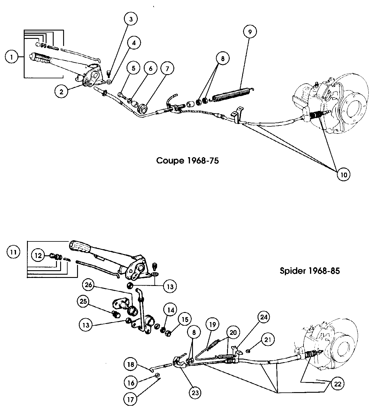 Fiat 124 Brake, Handbrake Control 