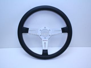 STEERING WHEEL B/LEATHER SILVER SPOKES